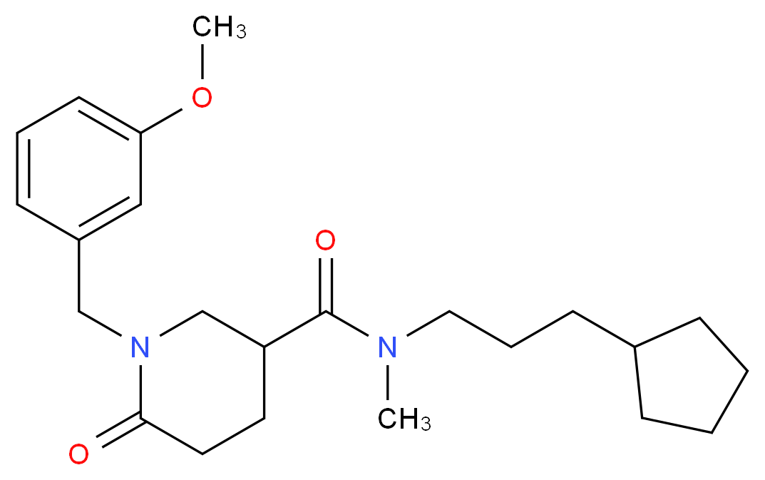 N-(3-cyclopentylpropyl)-1-(3-methoxybenzyl)-N-methyl-6-oxo-3-piperidinecarboxamide_Molecular_structure_CAS_)