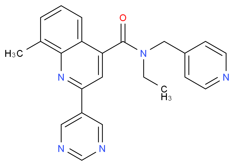 N-ethyl-8-methyl-N-(pyridin-4-ylmethyl)-2-pyrimidin-5-ylquinoline-4-carboxamide_Molecular_structure_CAS_)