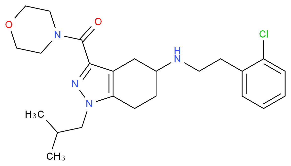 N-[2-(2-chlorophenyl)ethyl]-1-isobutyl-3-(4-morpholinylcarbonyl)-4,5,6,7-tetrahydro-1H-indazol-5-amine_Molecular_structure_CAS_)