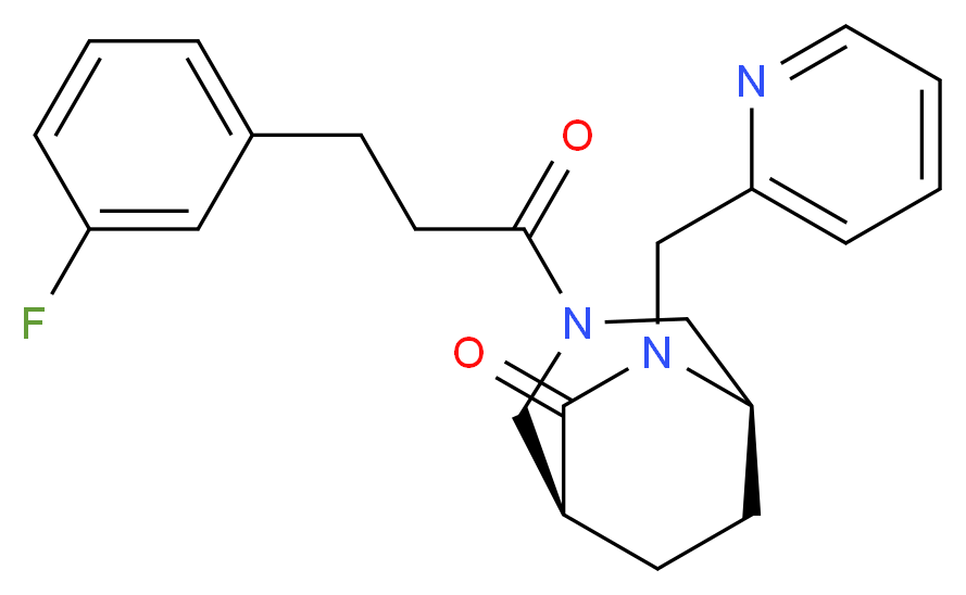 (1S*,5R*)-3-[3-(3-fluorophenyl)propanoyl]-6-(2-pyridinylmethyl)-3,6-diazabicyclo[3.2.2]nonan-7-one_Molecular_structure_CAS_)