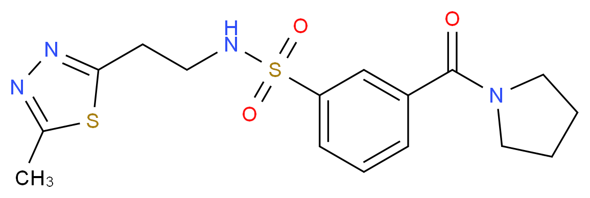 N-[2-(5-methyl-1,3,4-thiadiazol-2-yl)ethyl]-3-(pyrrolidin-1-ylcarbonyl)benzenesulfonamide_Molecular_structure_CAS_)