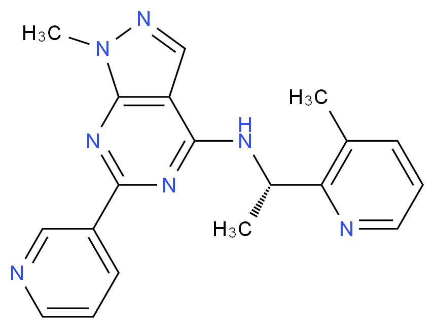 1-methyl-N-[(1S)-1-(3-methyl-2-pyridinyl)ethyl]-6-(3-pyridinyl)-1H-pyrazolo[3,4-d]pyrimidin-4-amine_Molecular_structure_CAS_)