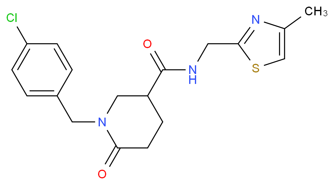1-(4-chlorobenzyl)-N-[(4-methyl-1,3-thiazol-2-yl)methyl]-6-oxo-3-piperidinecarboxamide_Molecular_structure_CAS_)