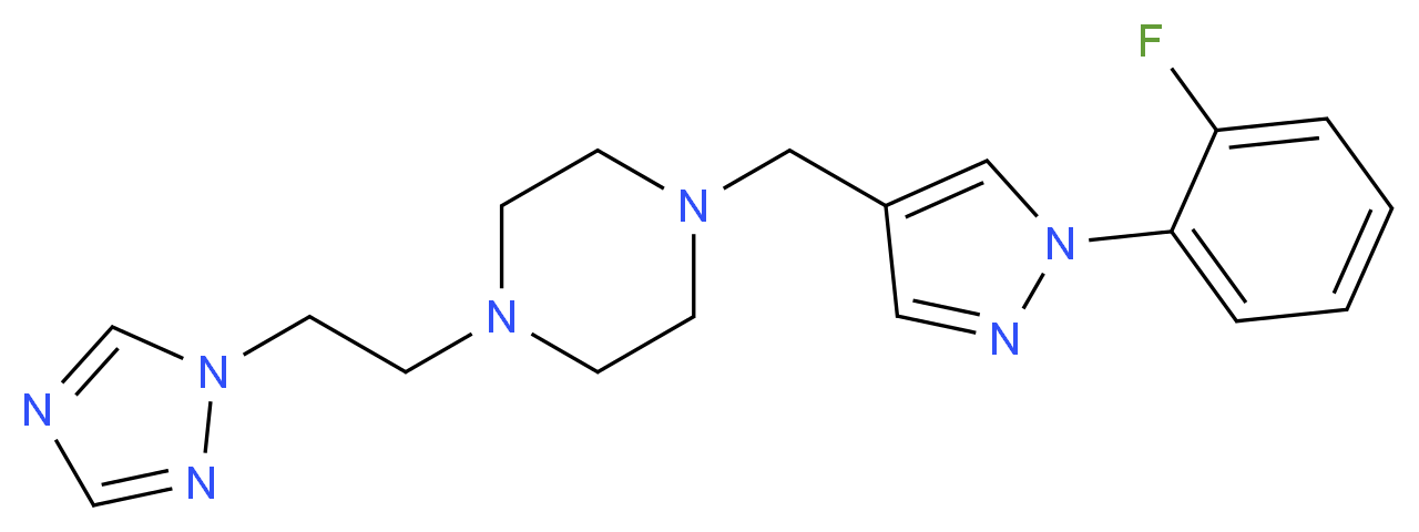 1-{[1-(2-fluorophenyl)-1H-pyrazol-4-yl]methyl}-4-[2-(1H-1,2,4-triazol-1-yl)ethyl]piperazine_Molecular_structure_CAS_)