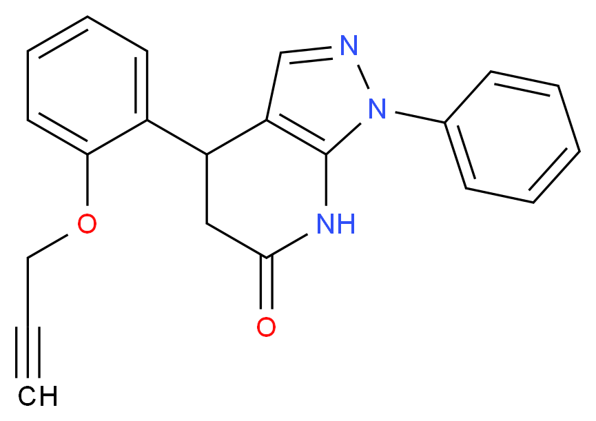 1-phenyl-4-[2-(prop-2-yn-1-yloxy)phenyl]-1,4,5,7-tetrahydro-6H-pyrazolo[3,4-b]pyridin-6-one_Molecular_structure_CAS_)