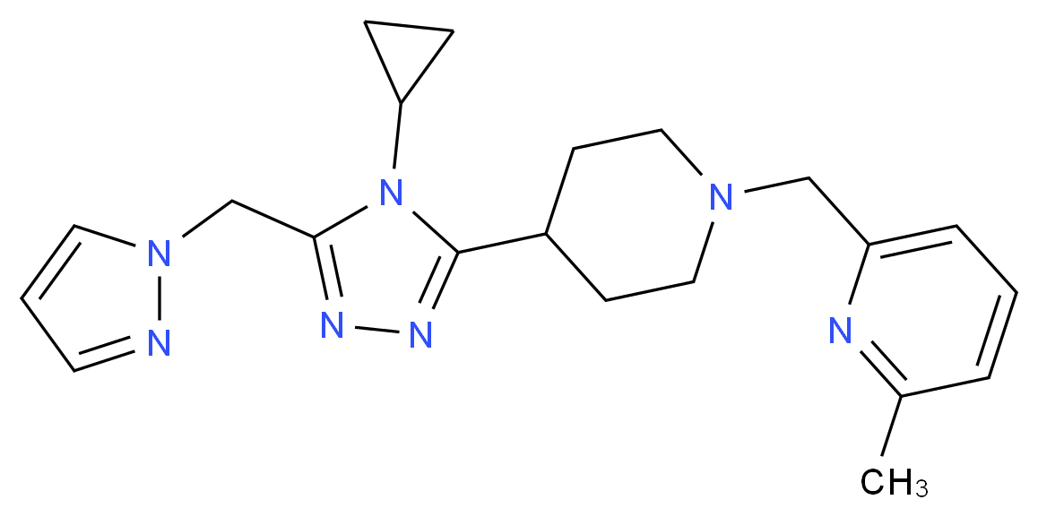 2-({4-[4-cyclopropyl-5-(1H-pyrazol-1-ylmethyl)-4H-1,2,4-triazol-3-yl]piperidin-1-yl}methyl)-6-methylpyridine_Molecular_structure_CAS_)