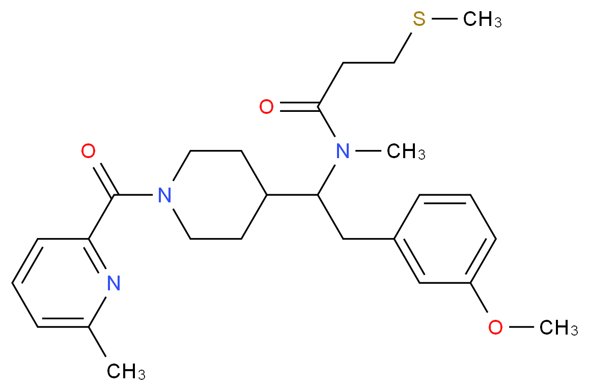 N-(2-(3-methoxyphenyl)-1-{1-[(6-methyl-2-pyridinyl)carbonyl]-4-piperidinyl}ethyl)-N-methyl-3-(methylthio)propanamide_Molecular_structure_CAS_)