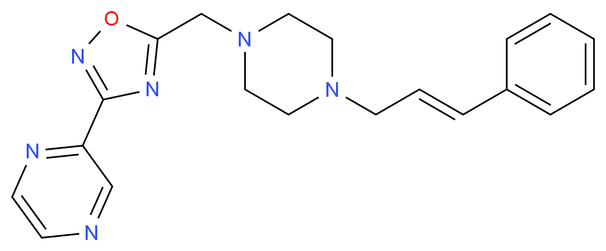 2-[5-({4-[(2E)-3-phenyl-2-propen-1-yl]-1-piperazinyl}methyl)-1,2,4-oxadiazol-3-yl]pyrazine_Molecular_structure_CAS_)