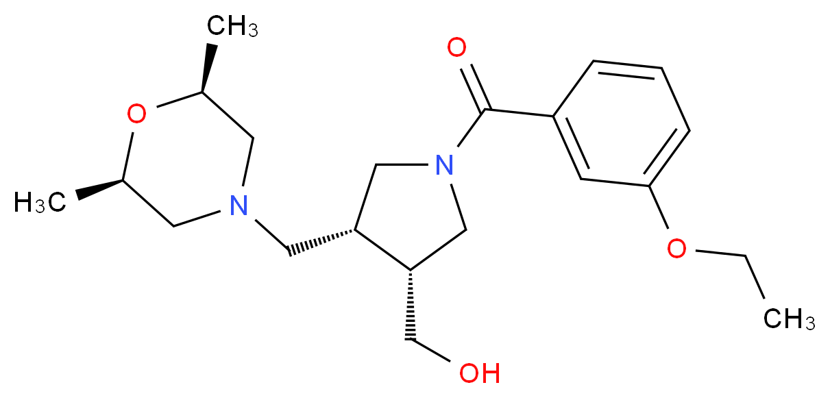 [(3R*,4R*)-4-{[(2R*,6S*)-2,6-dimethylmorpholin-4-yl]methyl}-1-(3-ethoxybenzoyl)pyrrolidin-3-yl]methanol_Molecular_structure_CAS_)