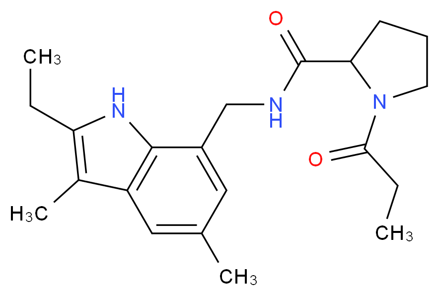 N-[(2-ethyl-3,5-dimethyl-1H-indol-7-yl)methyl]-1-propionylpyrrolidine-2-carboxamide_Molecular_structure_CAS_)