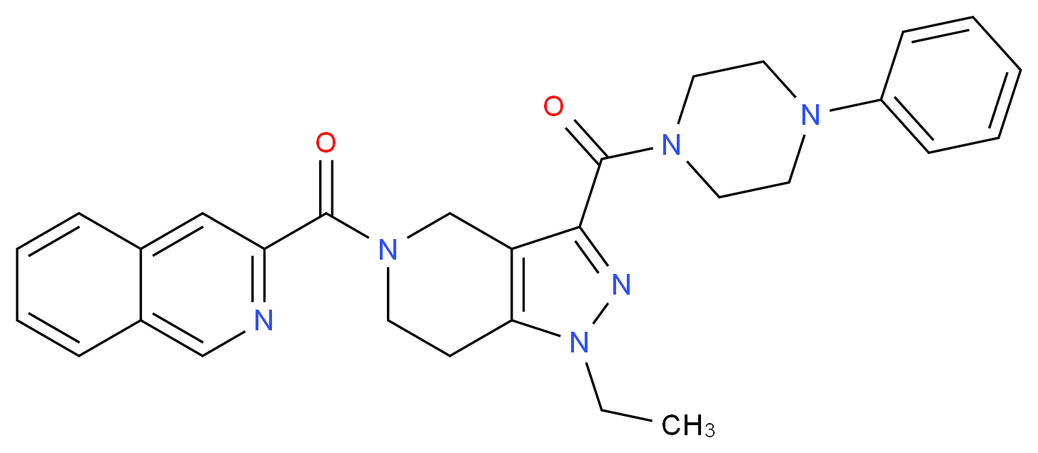 3-({1-ethyl-3-[(4-phenyl-1-piperazinyl)carbonyl]-1,4,6,7-tetrahydro-5H-pyrazolo[4,3-c]pyridin-5-yl}carbonyl)isoquinoline_Molecular_structure_CAS_)