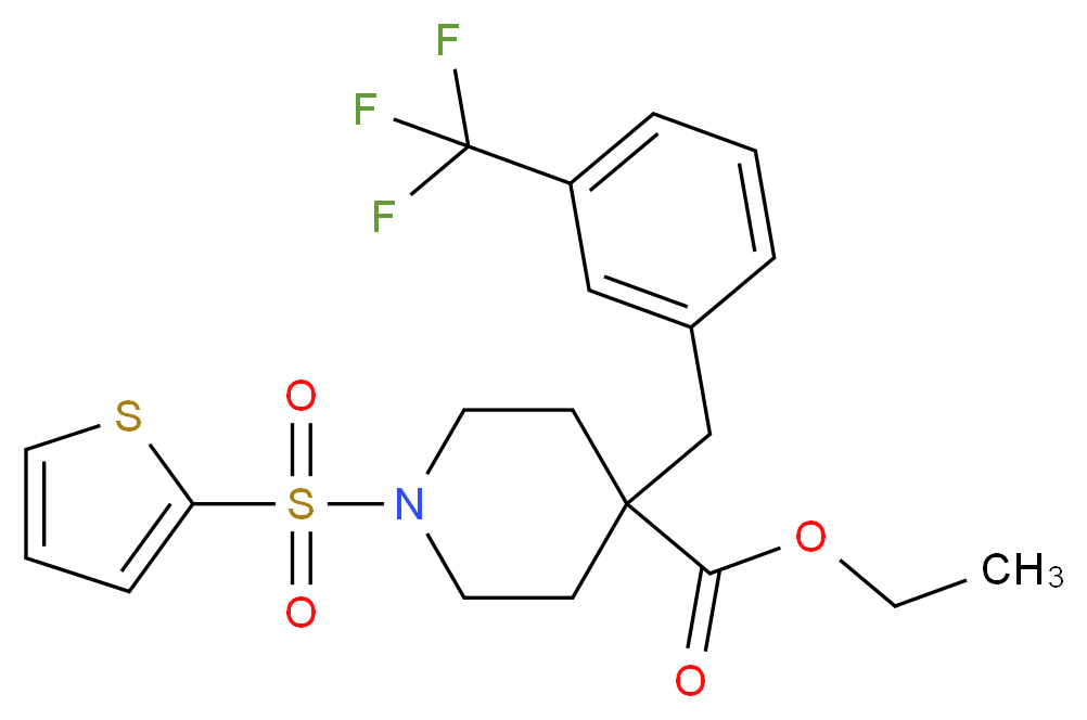 ethyl 1-(2-thienylsulfonyl)-4-[3-(trifluoromethyl)benzyl]-4-piperidinecarboxylate_Molecular_structure_CAS_)