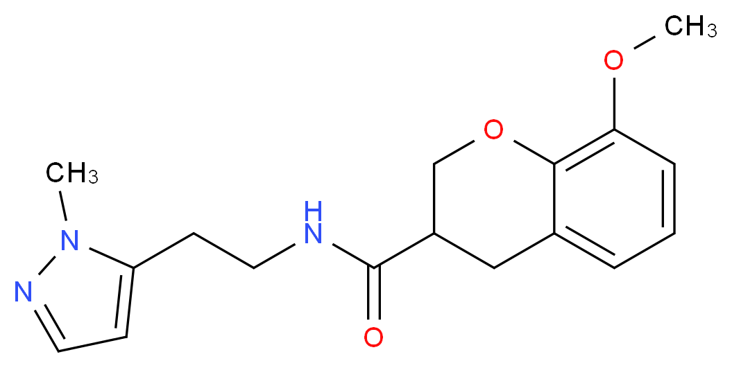 8-methoxy-N-[2-(1-methyl-1H-pyrazol-5-yl)ethyl]chromane-3-carboxamide_Molecular_structure_CAS_)