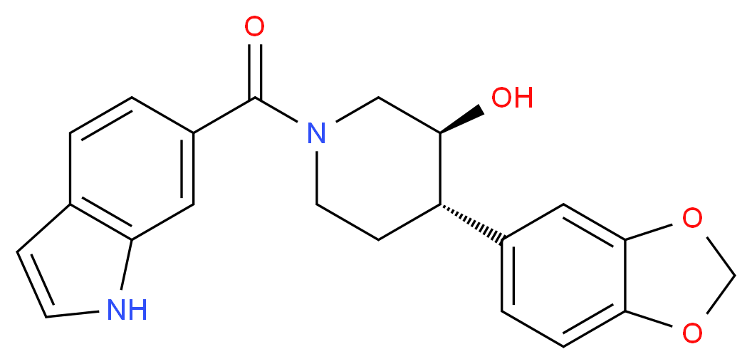 (3S*,4S*)-4-(1,3-benzodioxol-5-yl)-1-(1H-indol-6-ylcarbonyl)piperidin-3-ol_Molecular_structure_CAS_)