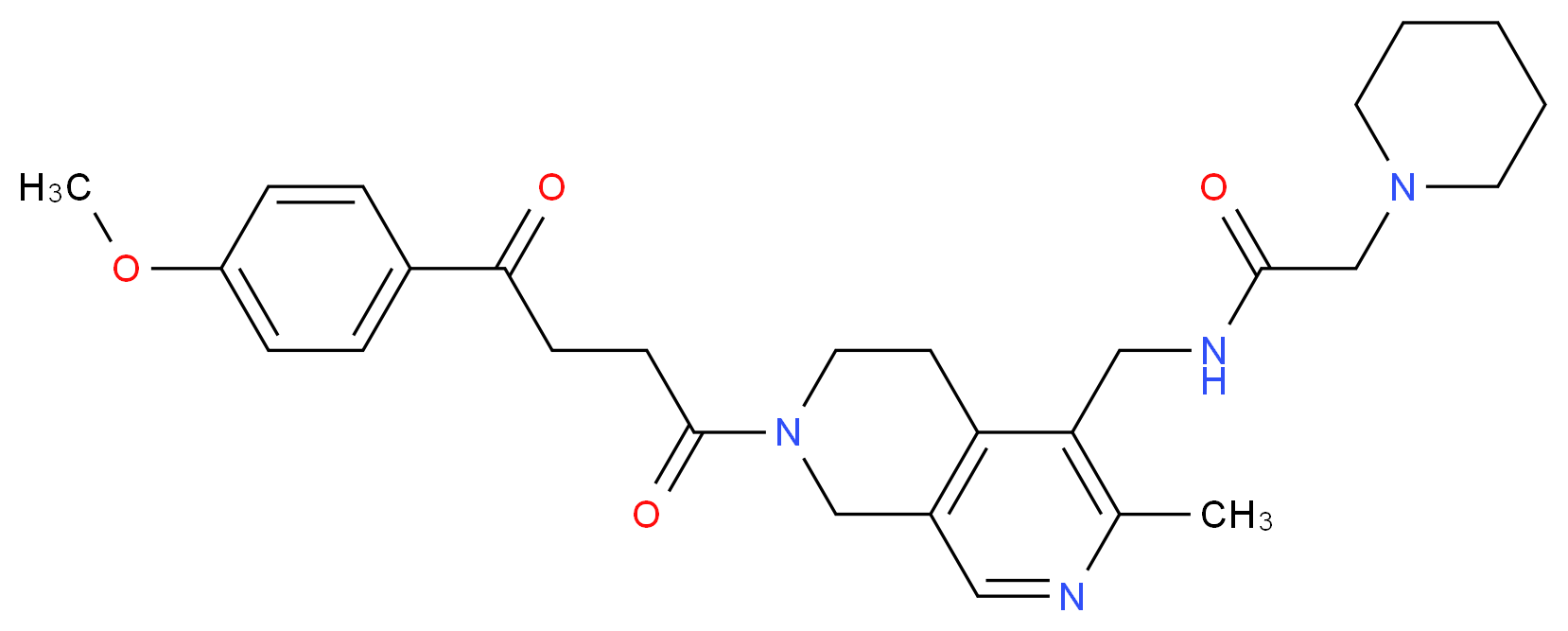 N-({7-[4-(4-methoxyphenyl)-4-oxobutanoyl]-3-methyl-5,6,7,8-tetrahydro-2,7-naphthyridin-4-yl}methyl)-2-(1-piperidinyl)acetamide_Molecular_structure_CAS_)