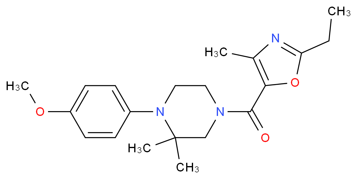 4-[(2-ethyl-4-methyl-1,3-oxazol-5-yl)carbonyl]-1-(4-methoxyphenyl)-2,2-dimethylpiperazine_Molecular_structure_CAS_)