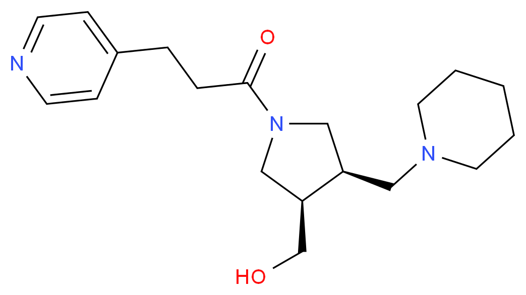 [(3R*,4R*)-4-(piperidin-1-ylmethyl)-1-(3-pyridin-4-ylpropanoyl)pyrrolidin-3-yl]methanol_Molecular_structure_CAS_)