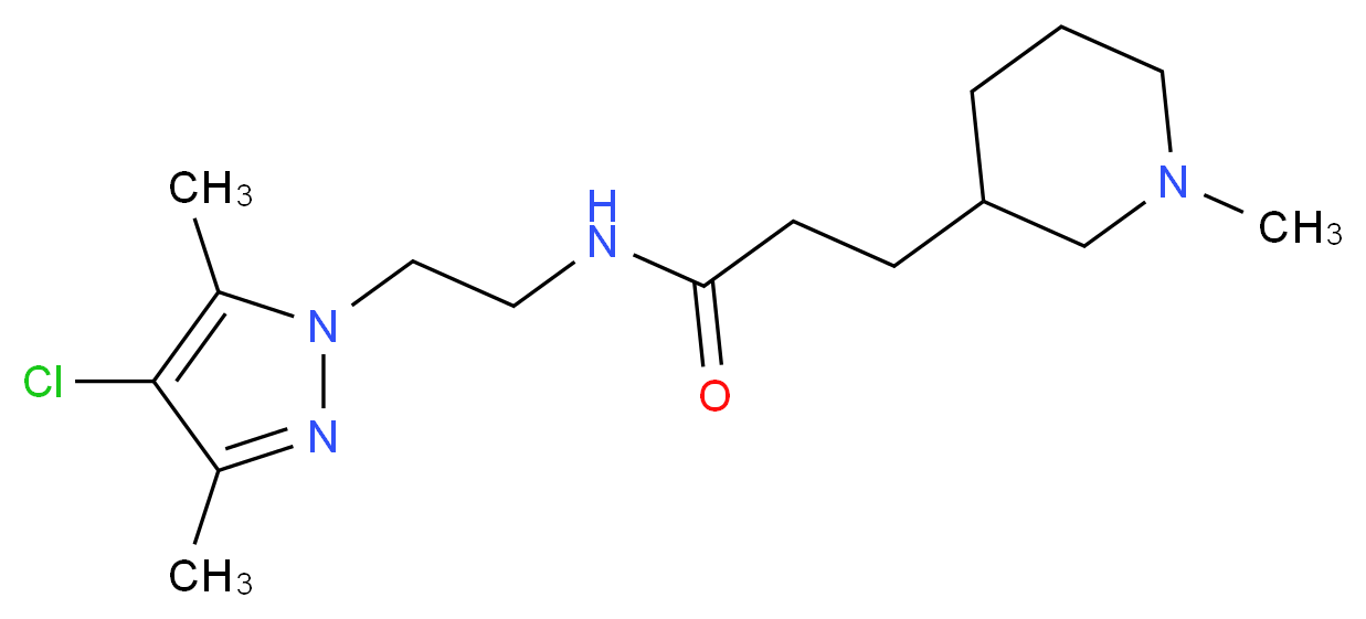 N-[2-(4-chloro-3,5-dimethyl-1H-pyrazol-1-yl)ethyl]-3-(1-methyl-3-piperidinyl)propanamide_Molecular_structure_CAS_)