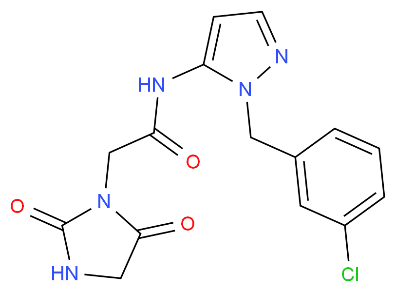 N-[1-(3-chlorobenzyl)-1H-pyrazol-5-yl]-2-(2,5-dioxoimidazolidin-1-yl)acetamide_Molecular_structure_CAS_)