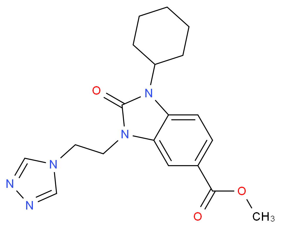 methyl 1-cyclohexyl-2-oxo-3-[2-(4H-1,2,4-triazol-4-yl)ethyl]-2,3-dihydro-1H-benzimidazole-5-carboxylate_Molecular_structure_CAS_)