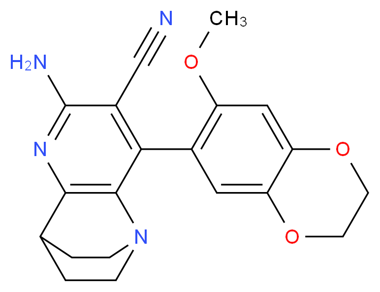 6-amino-8-(7-methoxy-2,3-dihydro-1,4-benzodioxin-6-yl)-3,4-dihydro-2H-1,4-ethano-1,5-naphthyridine-7-carbonitrile_Molecular_structure_CAS_)