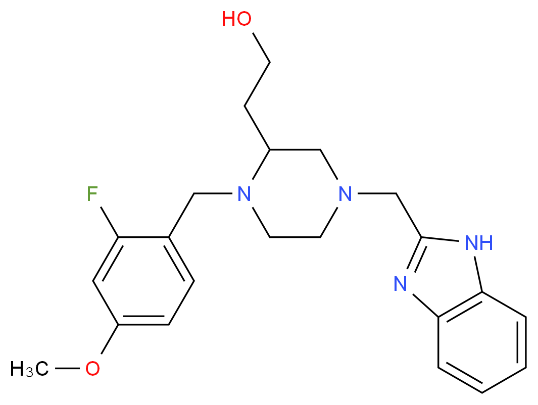 2-[4-(1H-benzimidazol-2-ylmethyl)-1-(2-fluoro-4-methoxybenzyl)-2-piperazinyl]ethanol_Molecular_structure_CAS_)