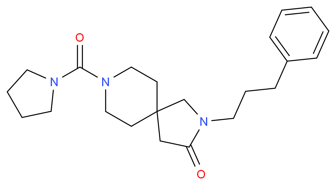 2-(3-phenylpropyl)-8-(1-pyrrolidinylcarbonyl)-2,8-diazaspiro[4.5]decan-3-one_Molecular_structure_CAS_)