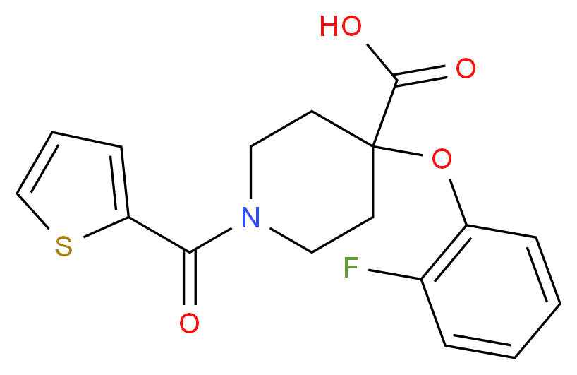 4-(2-fluorophenoxy)-1-(2-thienylcarbonyl)piperidine-4-carboxylic acid_Molecular_structure_CAS_)