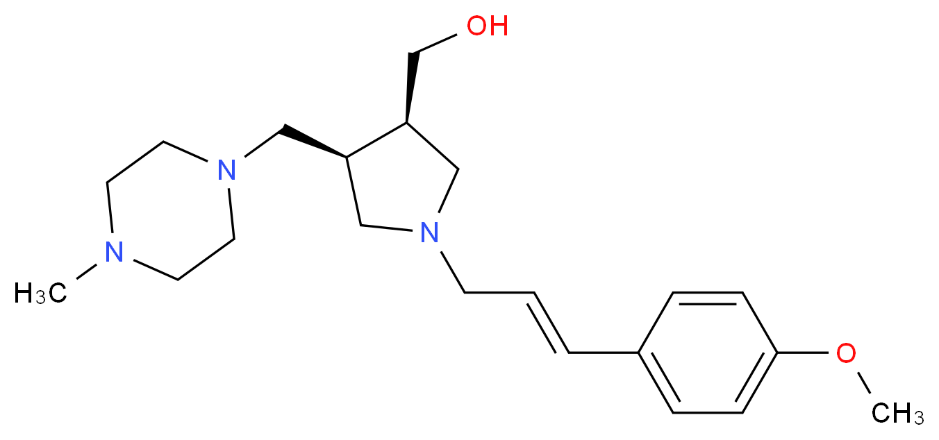 {(3R*,4S*)-1-[(2E)-3-(4-methoxyphenyl)prop-2-en-1-yl]-4-[(4-methylpiperazin-1-yl)methyl]pyrrolidin-3-yl}methanol_Molecular_structure_CAS_)