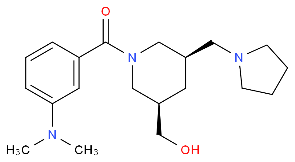 [(3R*,5R*)-1-[3-(dimethylamino)benzoyl]-5-(pyrrolidin-1-ylmethyl)piperidin-3-yl]methanol_Molecular_structure_CAS_)