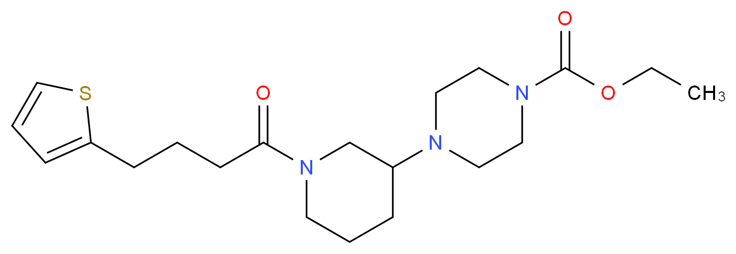 ethyl 4-{1-[4-(2-thienyl)butanoyl]-3-piperidinyl}-1-piperazinecarboxylate_Molecular_structure_CAS_)