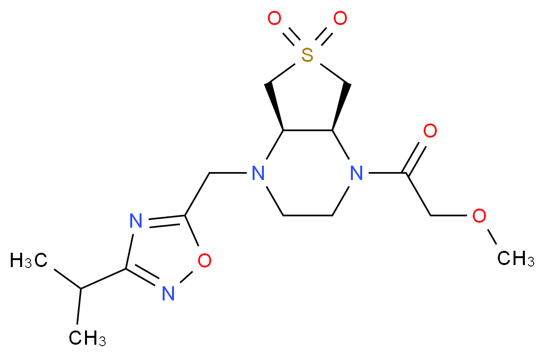 (4aS*,7aR*)-1-[(3-isopropyl-1,2,4-oxadiazol-5-yl)methyl]-4-(methoxyacetyl)octahydrothieno[3,4-b]pyrazine 6,6-dioxide_Molecular_structure_CAS_)