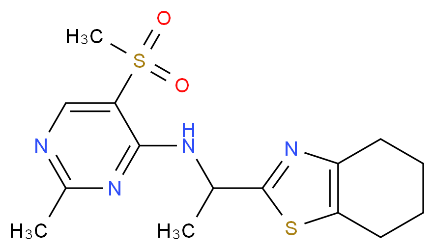 2-methyl-5-(methylsulfonyl)-N-[1-(4,5,6,7-tetrahydro-1,3-benzothiazol-2-yl)ethyl]pyrimidin-4-amine_Molecular_structure_CAS_)