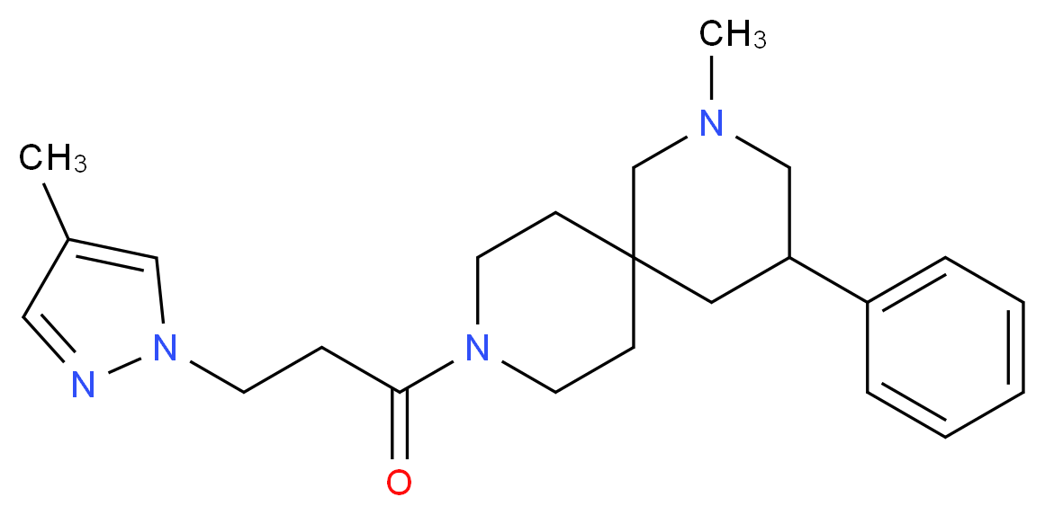 2-methyl-9-[3-(4-methyl-1H-pyrazol-1-yl)propanoyl]-4-phenyl-2,9-diazaspiro[5.5]undecane_Molecular_structure_CAS_)