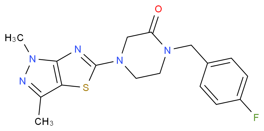 4-(1,3-dimethyl-1H-pyrazolo[3,4-d][1,3]thiazol-5-yl)-1-(4-fluorobenzyl)piperazin-2-one_Molecular_structure_CAS_)