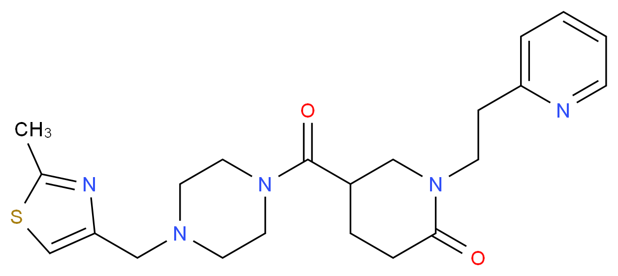 5-({4-[(2-methyl-1,3-thiazol-4-yl)methyl]-1-piperazinyl}carbonyl)-1-[2-(2-pyridinyl)ethyl]-2-piperidinone_Molecular_structure_CAS_)