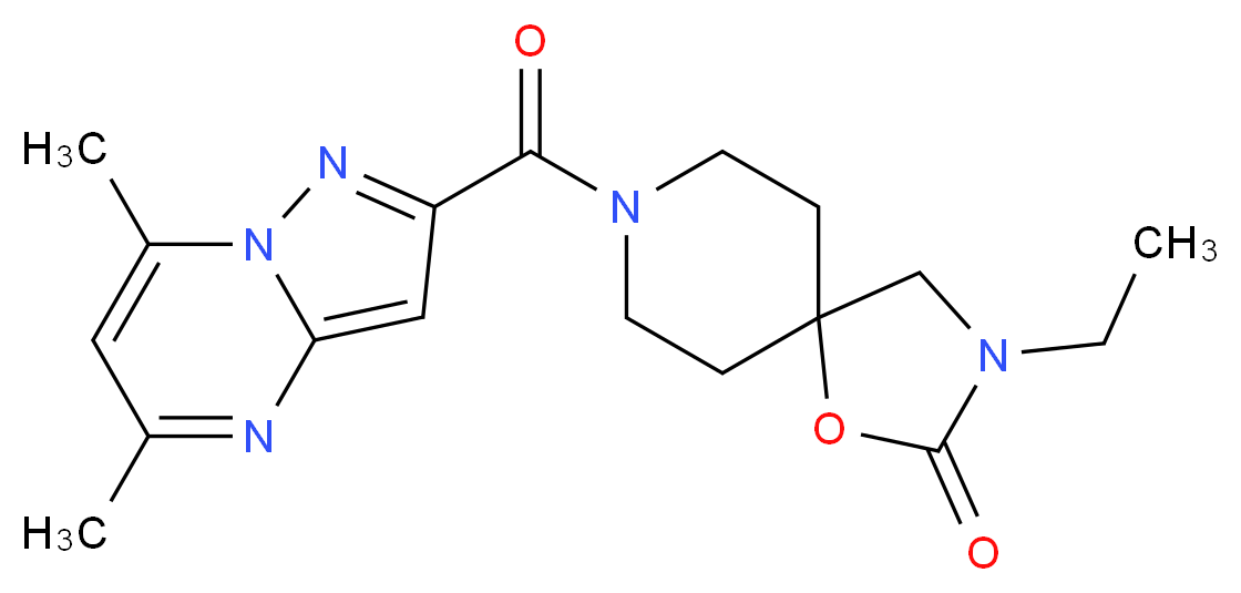 8-[(5,7-dimethylpyrazolo[1,5-a]pyrimidin-2-yl)carbonyl]-3-ethyl-1-oxa-3,8-diazaspiro[4.5]decan-2-one_Molecular_structure_CAS_)