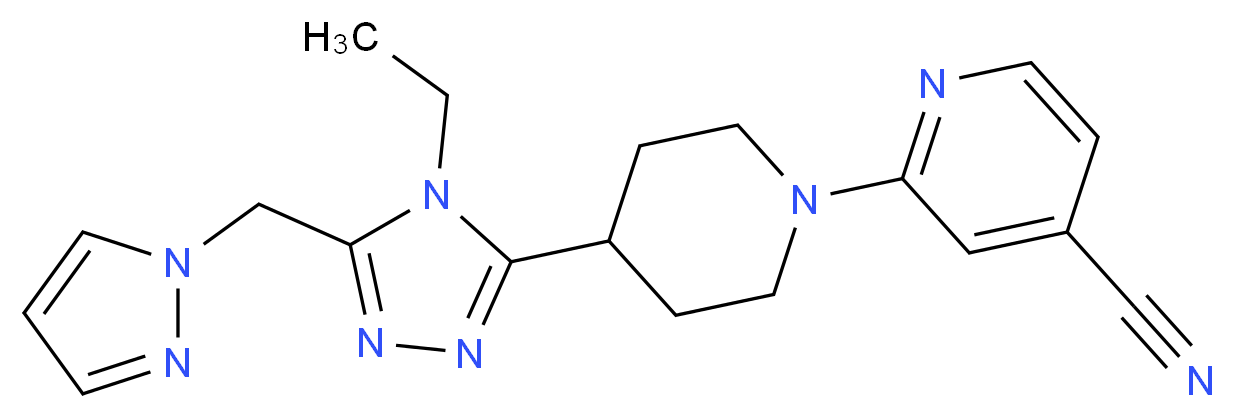2-{4-[4-ethyl-5-(1H-pyrazol-1-ylmethyl)-4H-1,2,4-triazol-3-yl]piperidin-1-yl}isonicotinonitrile_Molecular_structure_CAS_)