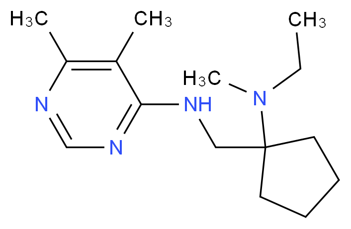 N-({1-[ethyl(methyl)amino]cyclopentyl}methyl)-5,6-dimethylpyrimidin-4-amine_Molecular_structure_CAS_)