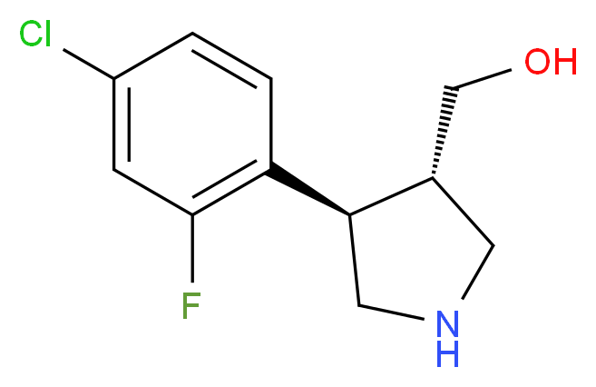 rac-[(3S,4R)-4-(4-chloro-2-fluorophenyl)pyrrolidin-3-yl]methanol_Molecular_structure_CAS_)