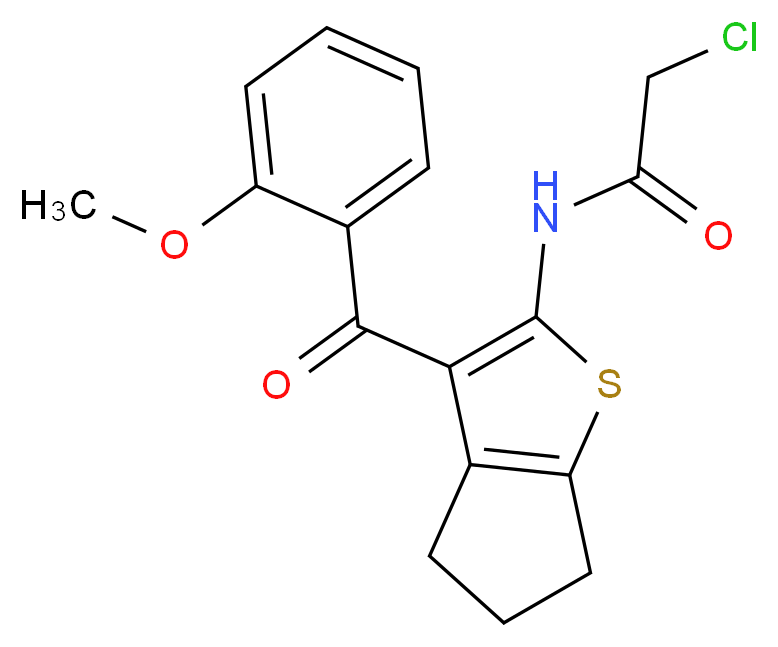 2-Chloro-N-[3-(2-methoxy-benzoyl)-5,6-dihydro-4H-cyclopenta[b]thiophen-2-yl]-acetamide_Molecular_structure_CAS_)