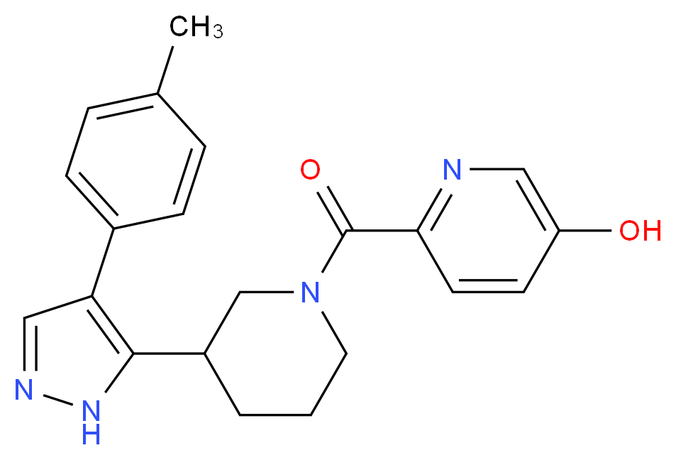 6-({3-[4-(4-methylphenyl)-1H-pyrazol-5-yl]piperidin-1-yl}carbonyl)pyridin-3-ol_Molecular_structure_CAS_)