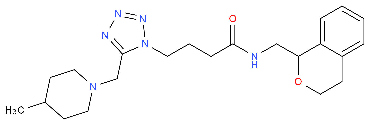 N-(3,4-dihydro-1H-isochromen-1-ylmethyl)-4-{5-[(4-methyl-1-piperidinyl)methyl]-1H-tetrazol-1-yl}butanamide_Molecular_structure_CAS_)