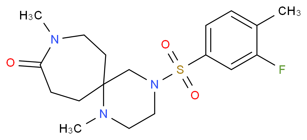 4-[(3-fluoro-4-methylphenyl)sulfonyl]-1,9-dimethyl-1,4,9-triazaspiro[5.6]dodecan-10-one_Molecular_structure_CAS_)