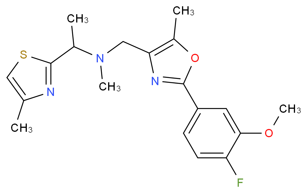 N-{[2-(4-fluoro-3-methoxyphenyl)-5-methyl-1,3-oxazol-4-yl]methyl}-N-methyl-1-(4-methyl-1,3-thiazol-2-yl)ethanamine_Molecular_structure_CAS_)