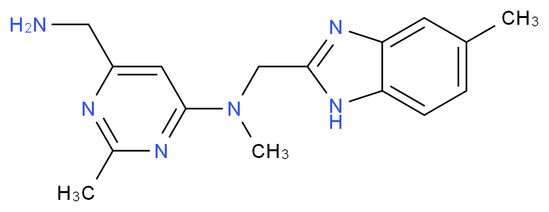 6-(aminomethyl)-N,2-dimethyl-N-[(5-methyl-1H-benzimidazol-2-yl)methyl]pyrimidin-4-amine_Molecular_structure_CAS_)