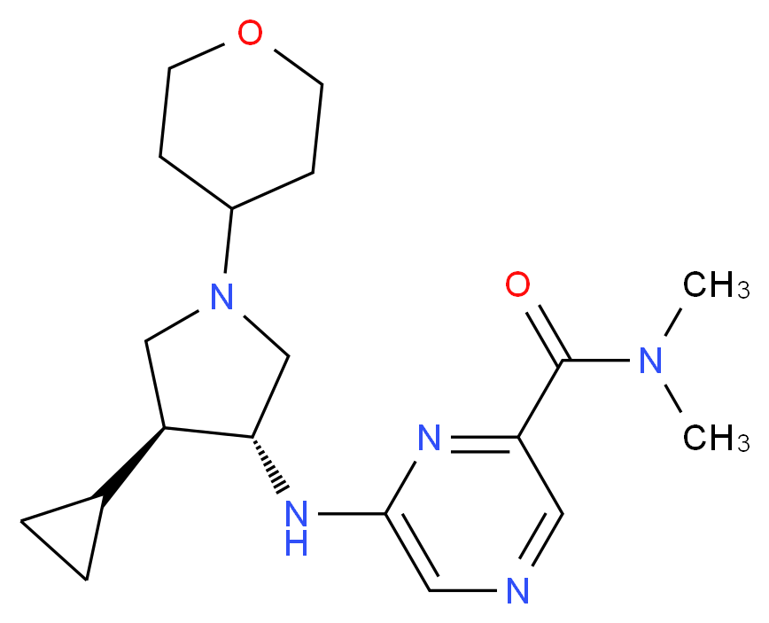 6-{[(3R*,4S*)-4-cyclopropyl-1-(tetrahydro-2H-pyran-4-yl)-3-pyrrolidinyl]amino}-N,N-dimethyl-2-pyrazinecarboxamide_Molecular_structure_CAS_)