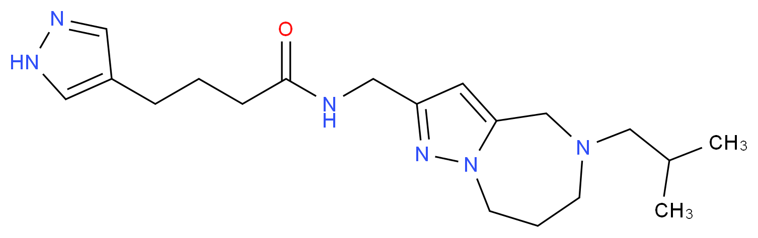 N-[(5-isobutyl-5,6,7,8-tetrahydro-4H-pyrazolo[1,5-a][1,4]diazepin-2-yl)methyl]-4-(1H-pyrazol-4-yl)butanamide_Molecular_structure_CAS_)