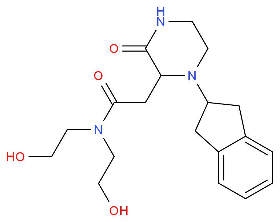 2-[1-(2,3-dihydro-1H-inden-2-yl)-3-oxo-2-piperazinyl]-N,N-bis(2-hydroxyethyl)acetamide_Molecular_structure_CAS_)