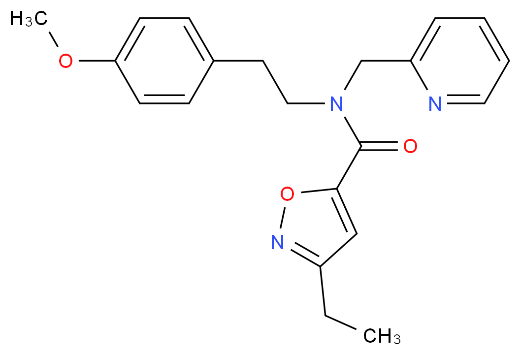 3-ethyl-N-[2-(4-methoxyphenyl)ethyl]-N-(pyridin-2-ylmethyl)isoxazole-5-carboxamide_Molecular_structure_CAS_)